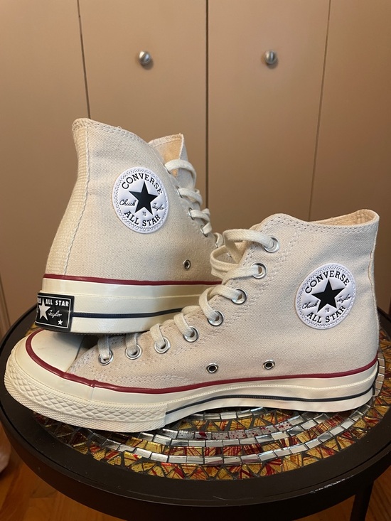 Converse Other - Converse High Top Sneakers - Off-White with Red & Black Trim